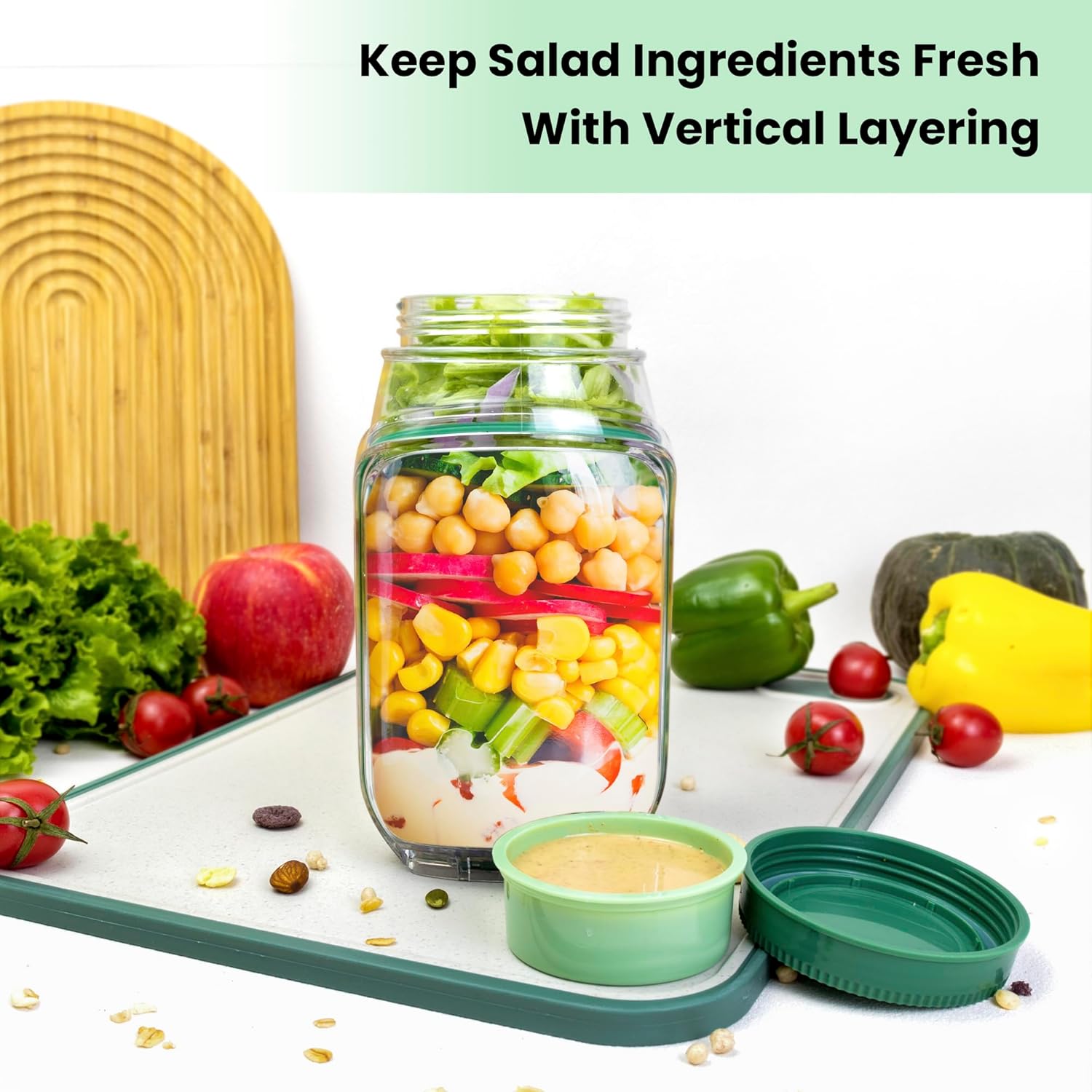 Meal Prep Ideas - 2-Pack 34oz Salad Jar Containers with