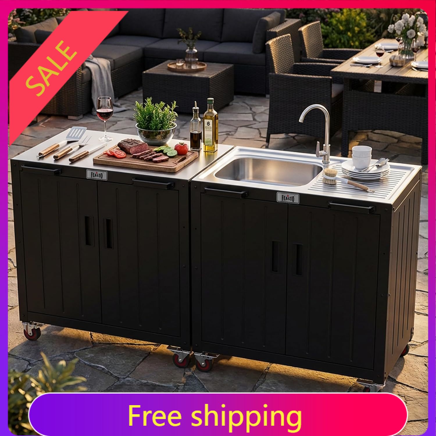 Meal Prep Chef - Outdoor Kitchen Island with Stainless Steel