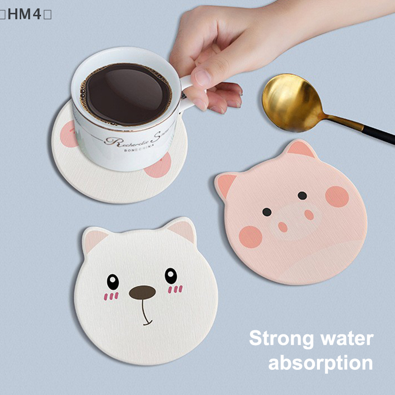 Food Prep Mat - 〔HM4〕Cute Animal Coaster Diatomite Circular Water