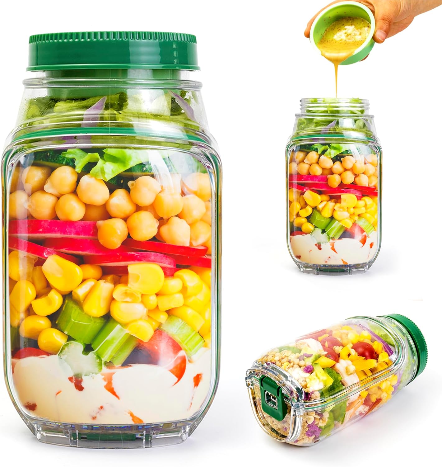 2-Pack 34oz Salad Jar Containe - Meal Prep Ideas のレビューと価格