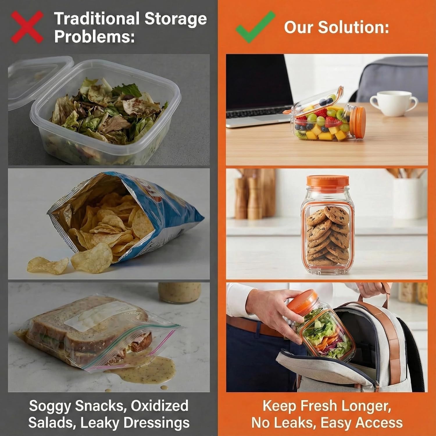 2-Pack 34oz Salad Jar Containe - Meal Prep Ideas のレビューと価格