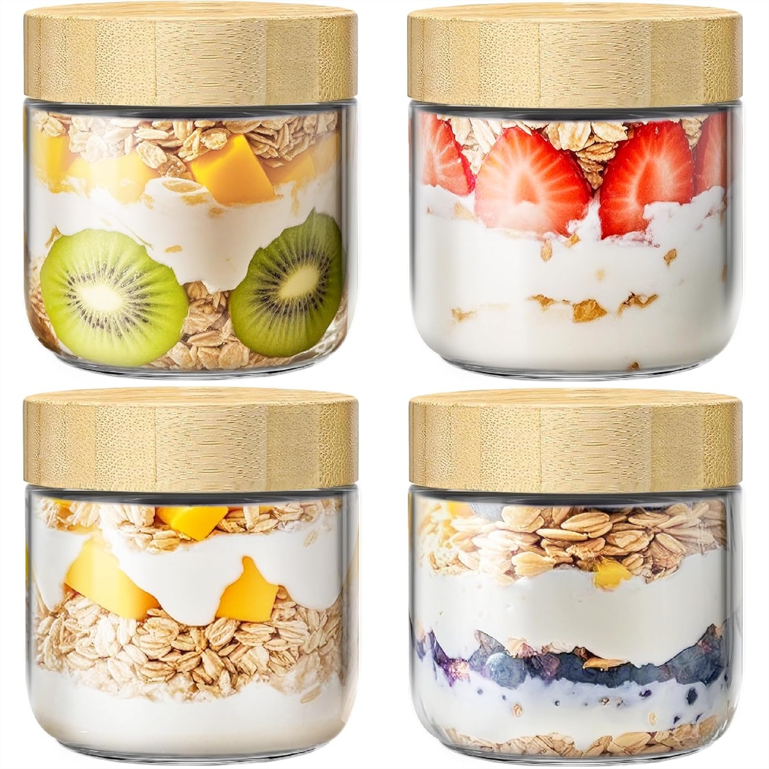 4 Pack 10oz Overnight Oats Con - Meal Prep Jar Salad のレビューと価格