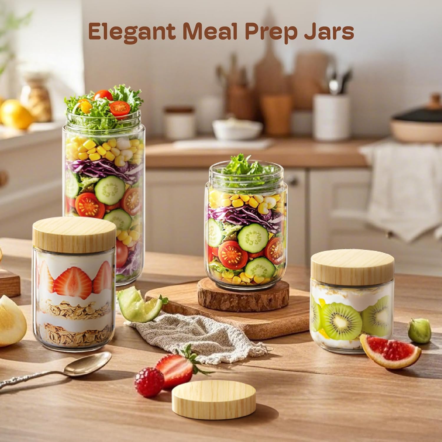 4 Pack 10oz Overnight Oats Con - Meal Prep Jar Salad のレビューと価格