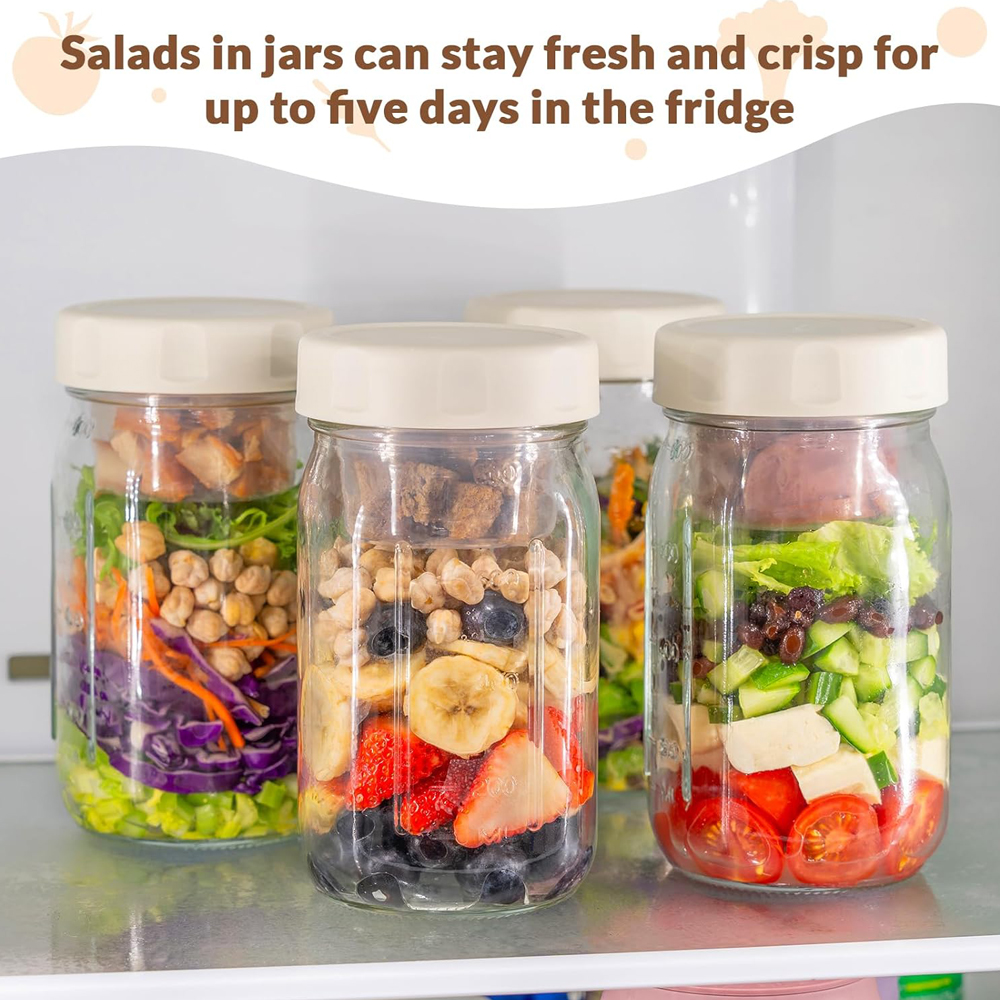 4 Pack Glass Salad Jars with L - Meal Prep Jar Salad のレビューと価格