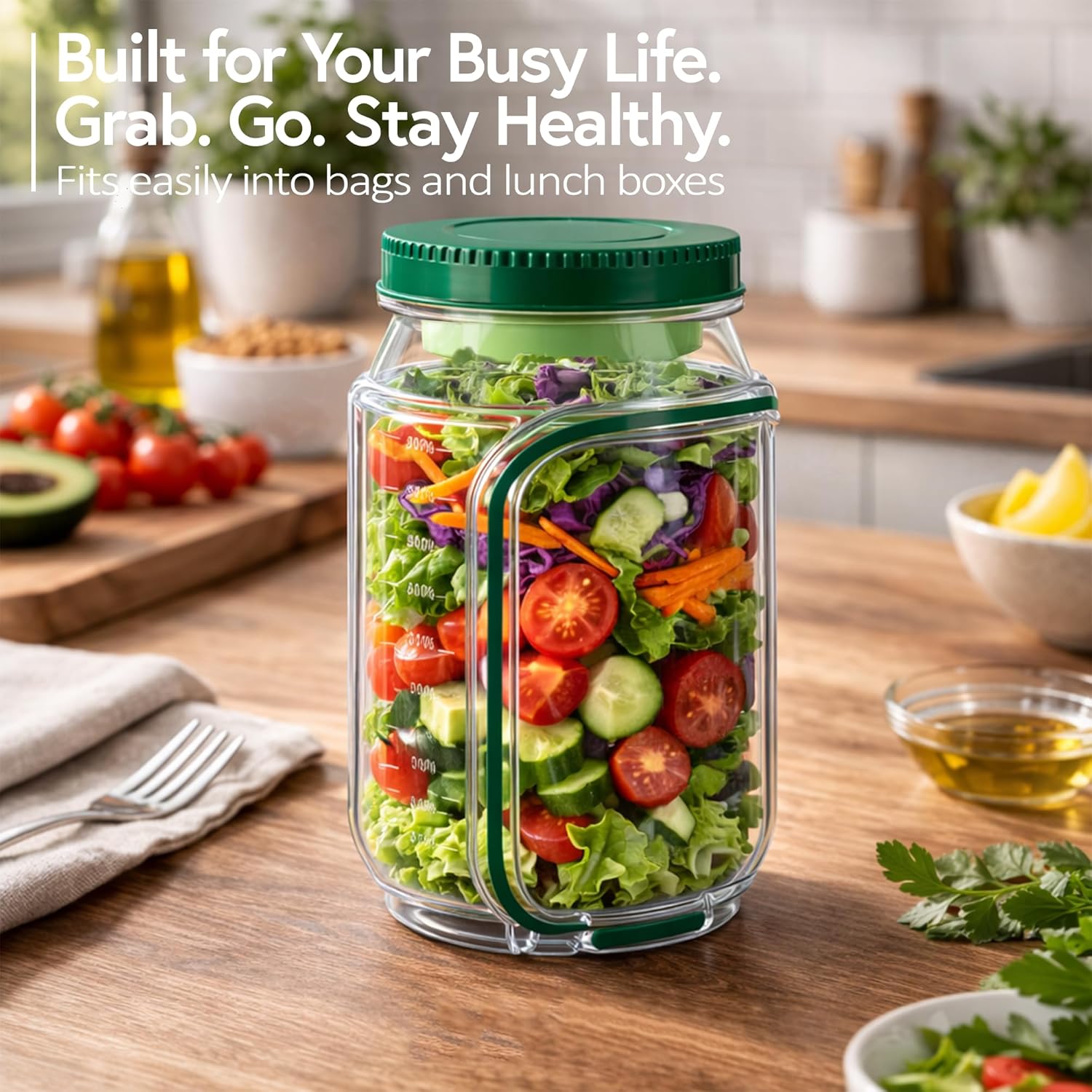 Salad Jar with Side Opening, M - Meal Prep Jar Salad のレビューと価格