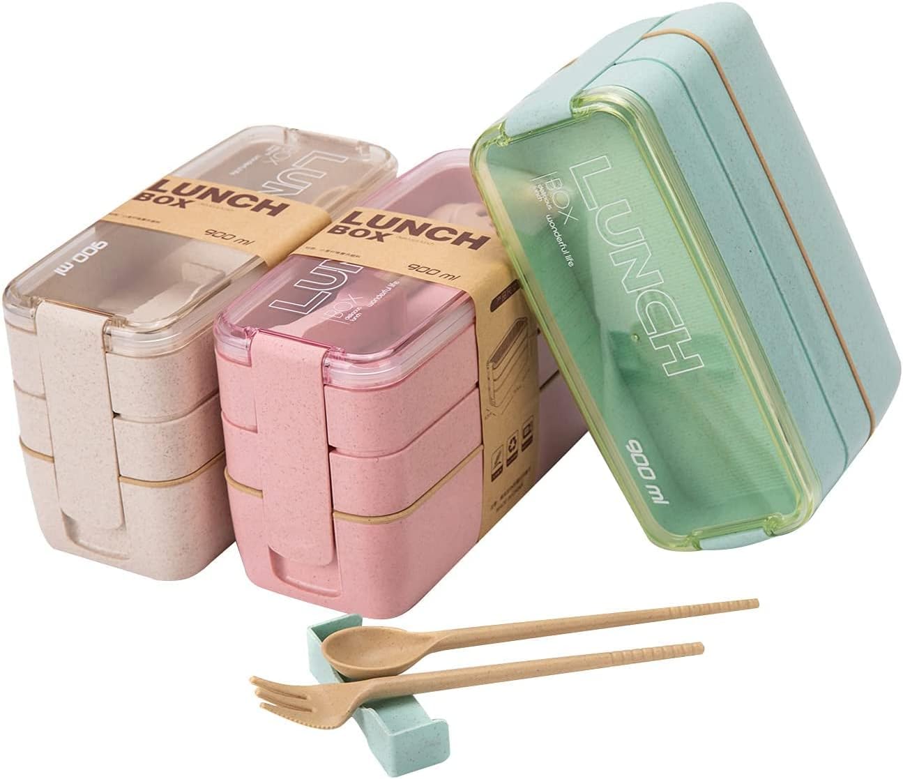 Rarapop 3 Pack Stackable Bento - Meal Prep Japanese のレビューと価格