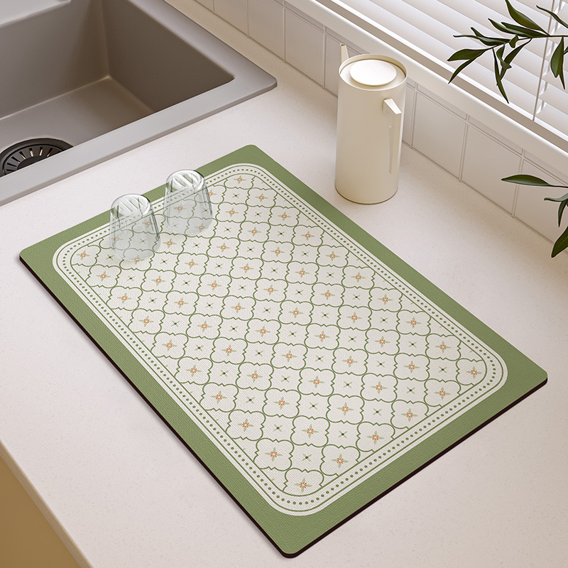 Retro Floral Tile Kitchen Abso - Food Prep Mat のレビューと価格