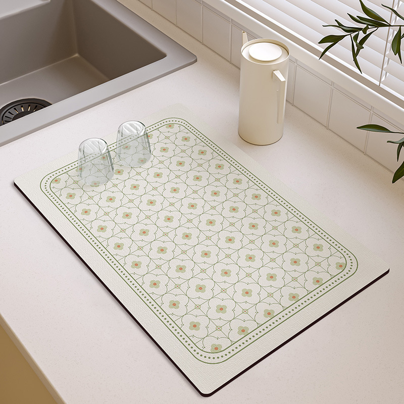 Retro Floral Tile Kitchen Abso - Food Prep Mat のレビューと価格