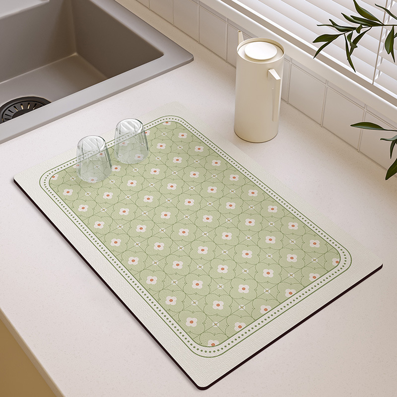 Retro Floral Tile Kitchen Abso - Food Prep Mat のレビューと価格
