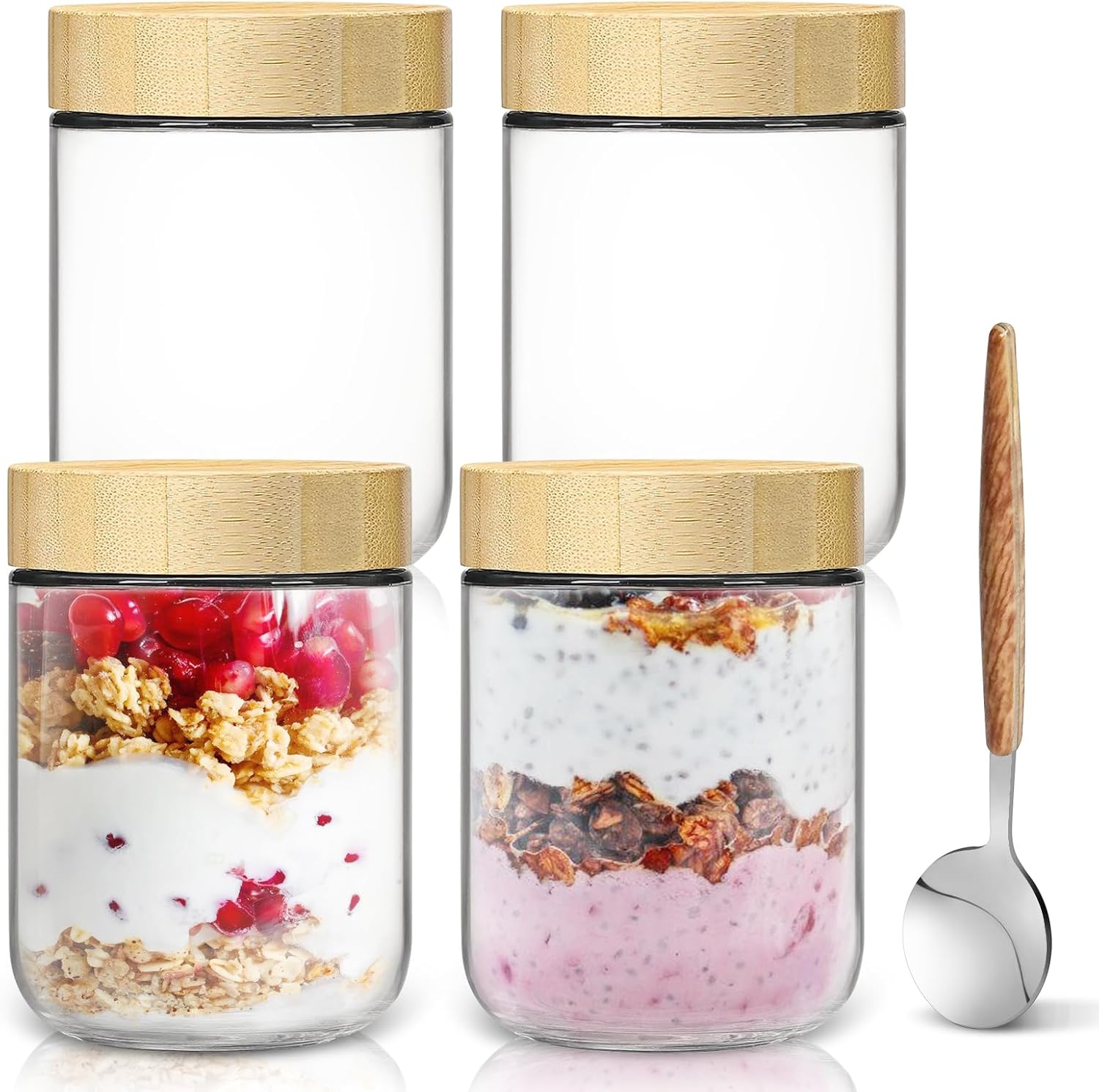 16oz Overnight Oats jars 4 Pac - Meal Prep Jar Salad のレビューと価格