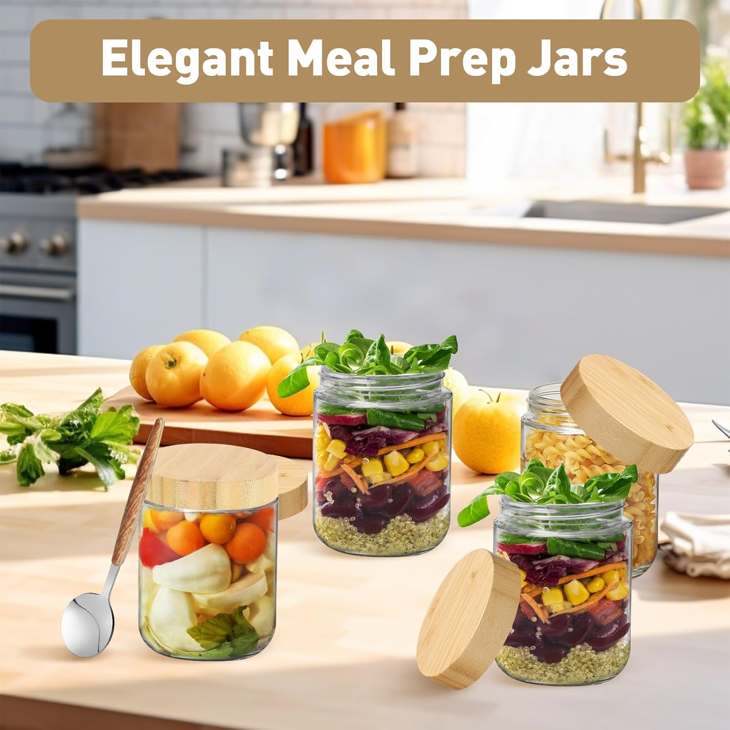 16oz Overnight Oats jars 4 Pac - Meal Prep Jar Salad のレビューと価格