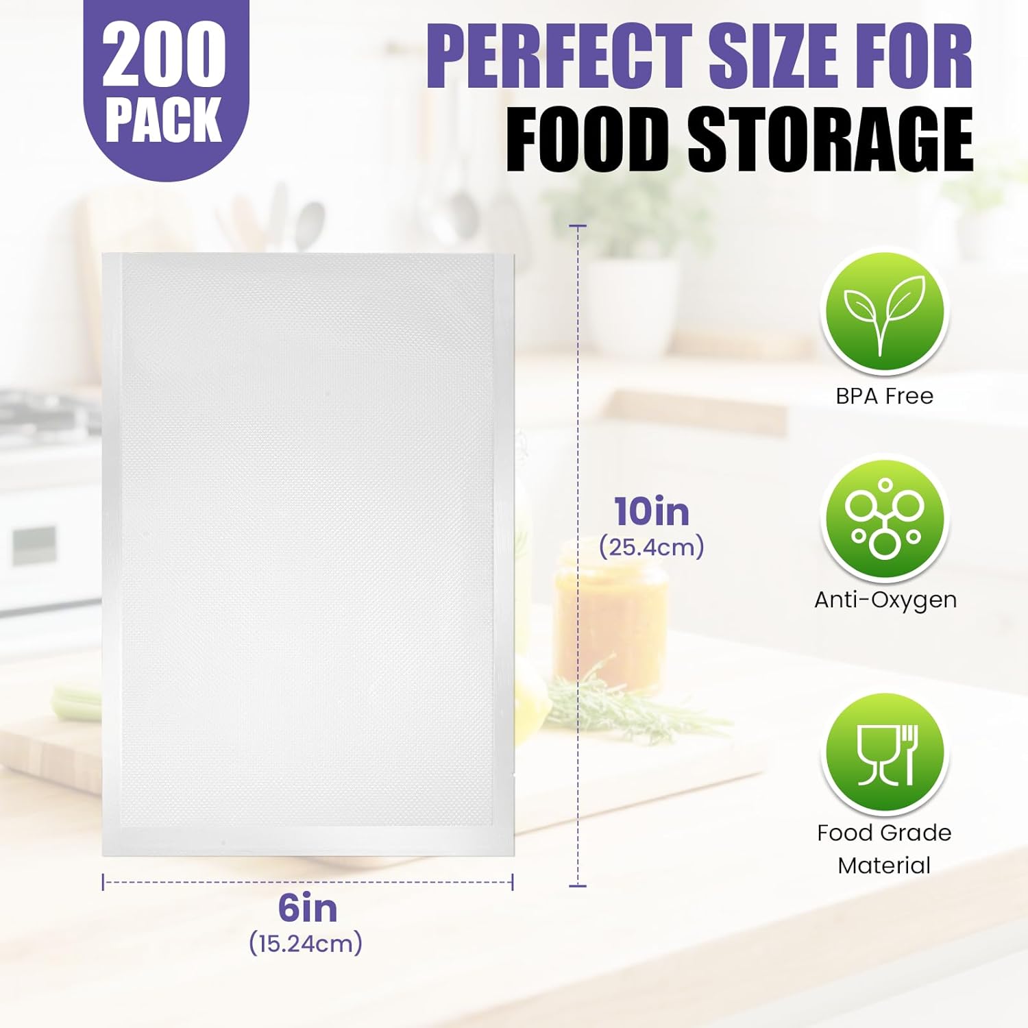 200 Vacuum Sealer Bags 6x10in  - Meal Prep List のレビューと価格