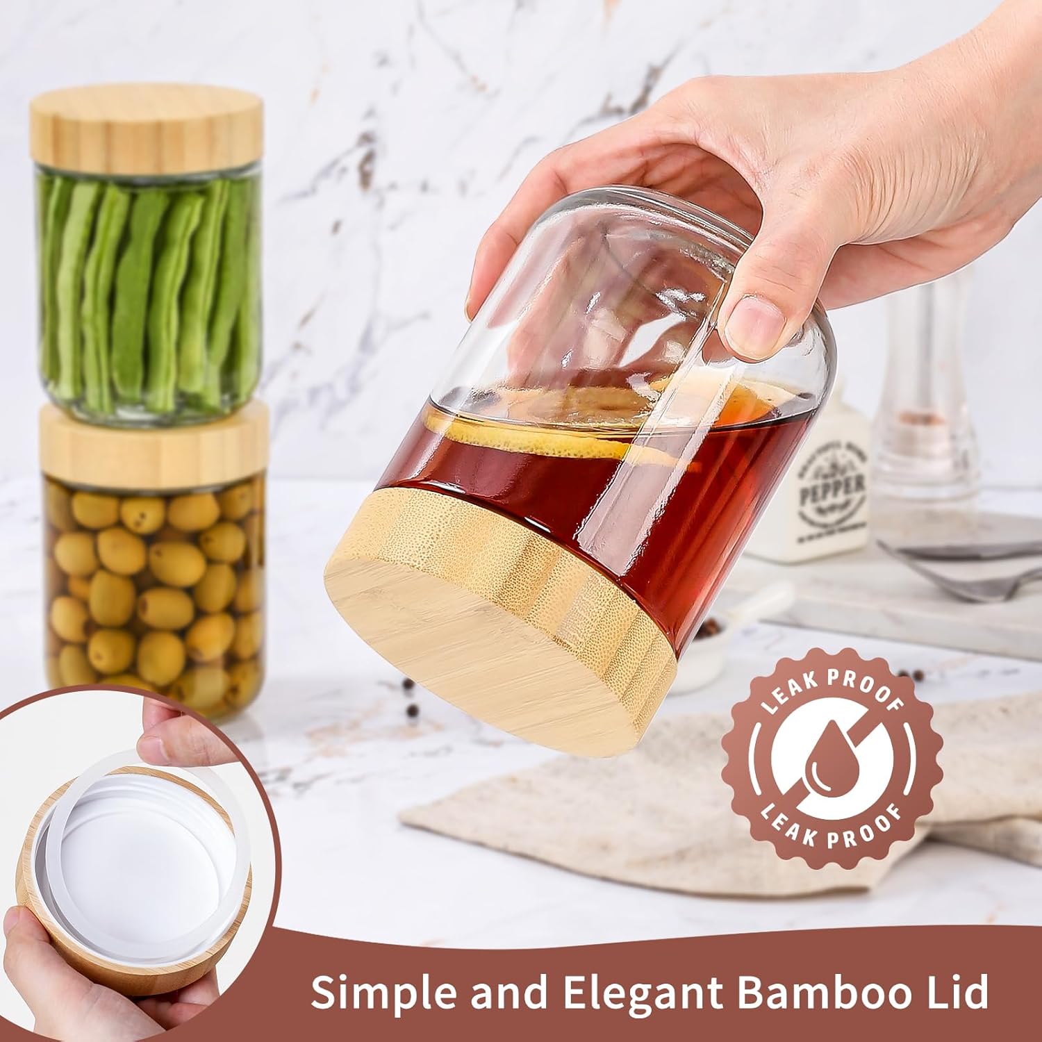 16 Oz Glass Jars with Bamboo L - Meal Prep Jar Salad のレビューと価格